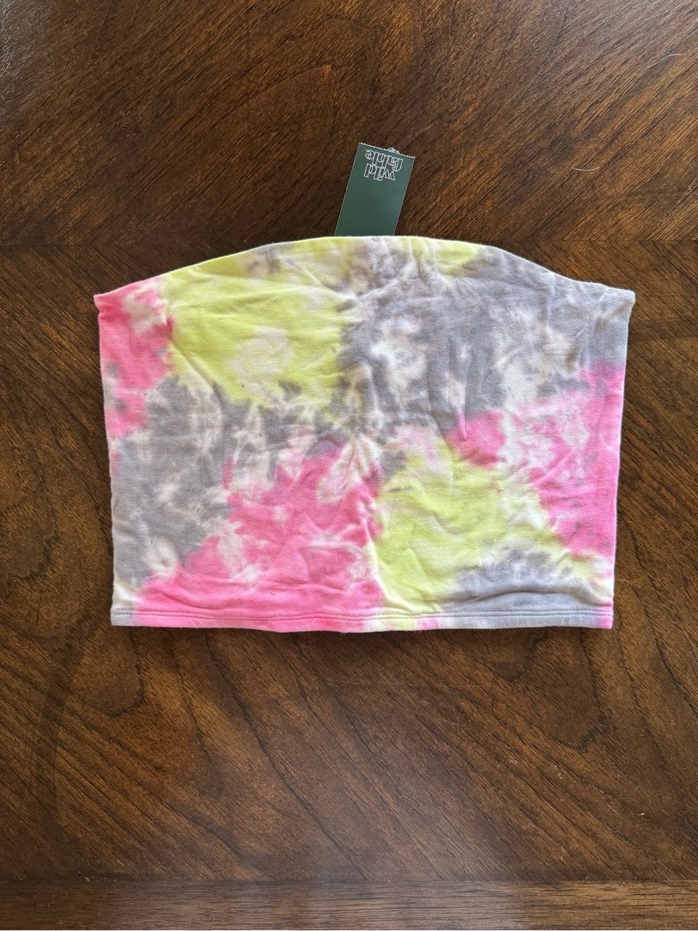 Tie-Dye Strapless Tube Top in Pink, Yellow & Gray